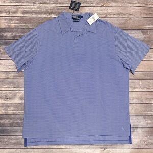 Polo Ralph Lauren Blue White Stripe Yacht Club Lisle Knit Short Sleeve Polo XL